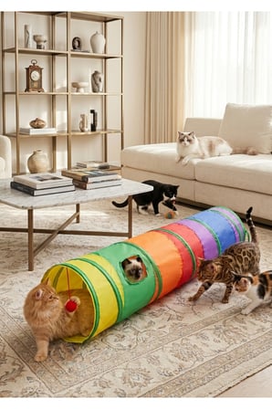 Katlanabilir Gökkuşağı Düz Oyun Tüneli (120 Cm X 25 Cm)