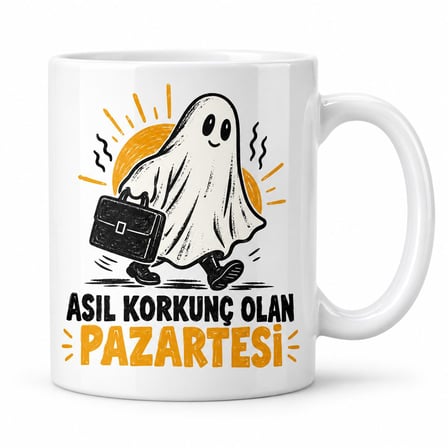 Korkunç Mesai Tasarımlı Porselen Kupa - Model 811