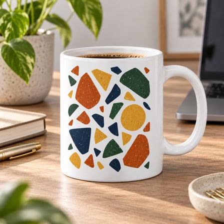Renkli Terrazzo Tasarımlı Porselen Kupa - Model 357