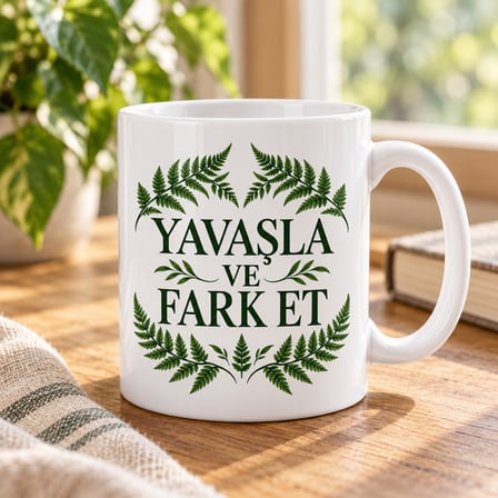 Yavaşla Fark Et Tasarımlı Porselen Kupa - Model 326