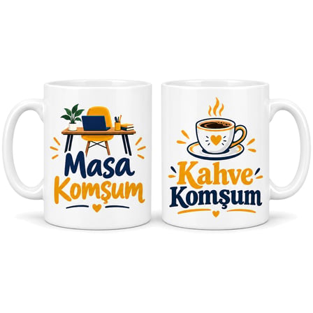 Masa Kahve Komşusu 2'Li Porselen Kupa Seti - Model 369