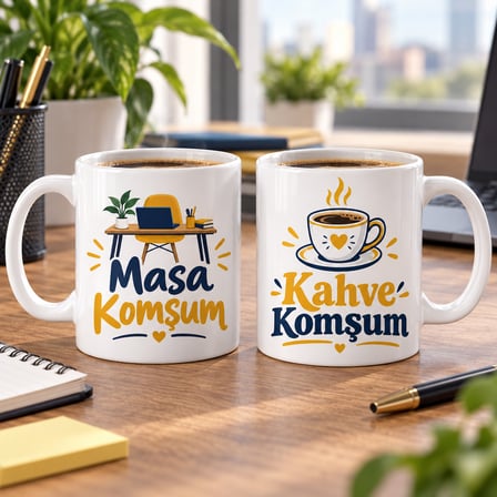 Masa Kahve Komşusu 2'Li Porselen Kupa Seti - Model 369