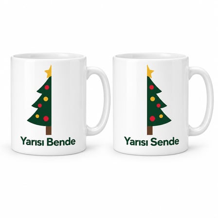 Yarısı Bende Yarısı Sende 2'Li Porselen Kupa Seti - Model 402