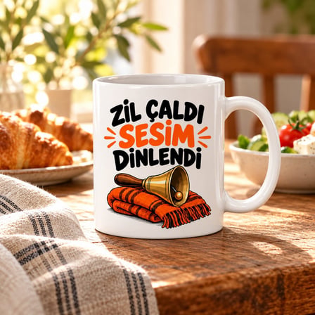 Öğretmen Zili Tasarımlı Porselen Kupa - Model 830