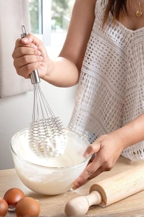 Lüks Örgülü Paslanmaz Çelik Çırpıcı & Profesyonel Hamur Sos Karıştırıcı (32 Cm)