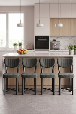 Sandalye 4 Adet Baby Face Kumaş Metal Ayak Mutfak Sandalyesi Cafe Balkon Ofis Elma
