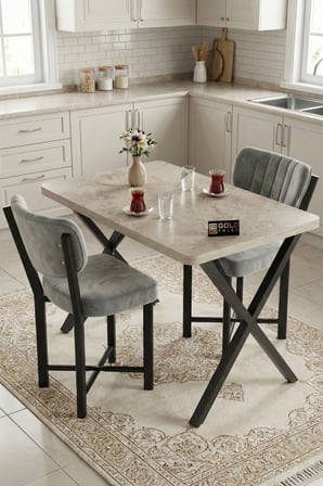 Sandalye 1 Adet Baby Face Kumaş Metal Mutfak Sandalyesi Cafe Balkon Ofis Elma 9814 Gri