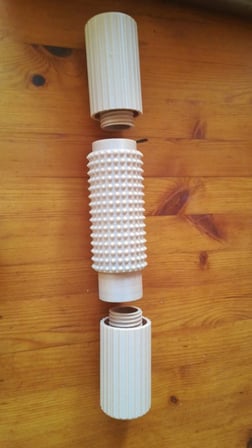 3D Baskı Akupunktur Ayak Masaj Rulosu 3 Değiştirilebilir Başlıklı Ayak Vücut Masaj Aleti Bej