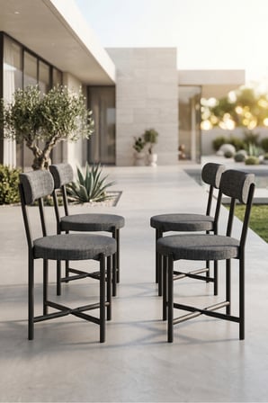 Sandalye 4 Adet Keten Kumaş Metal Ayak Mutfak Sandalyesi Cafe Balkon Ofis Teddy 9809 Antrasit