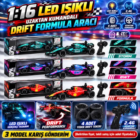 L2501-3 1 16 Led Işikli 4 Adet Yedek Dri̇ft Tekerli̇ 3 Model Kariş Formula Araci(Belirtilen Fiyat, T