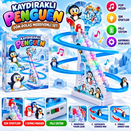 Dmn2021-4 Kaydirakli Dön-Dolaş Merdi̇venli̇ Penguen Seti̇