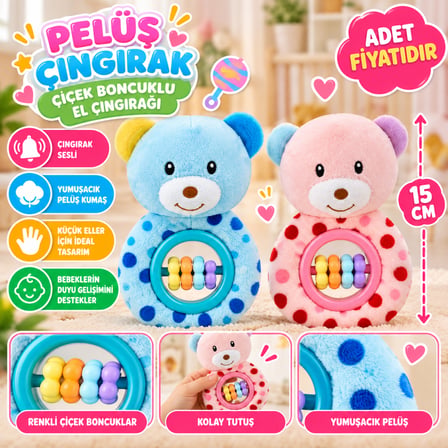 Pl50194 15Cm Çi̇çek Boncuklu El Çingiraği Peluş Çingirak