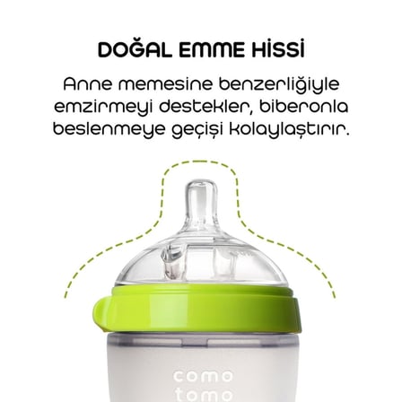 Antikolik Biberon 250 Ml 3-6 Ay Yeşil