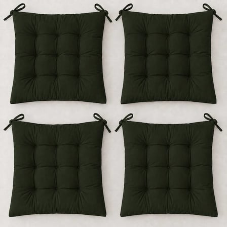4’Lü Kapitone Bağcıklı Sandalye Minderi · 40 × 40 × 3 Cm | Zeytin Yeşili | 40 × 40 × 3 Cm · 4 Adet