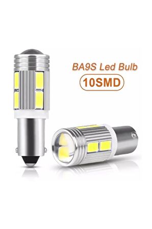 2 Adet Ba9s Led Ampül Mini Duylu Tırnaklı Mercekli 10 Ledli Beyaz(BA15S-BÜYÜK DUYLU DEĞİLDİR)