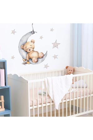 Sevimli Uykucu Ayıcık Duvar Sticker Seti