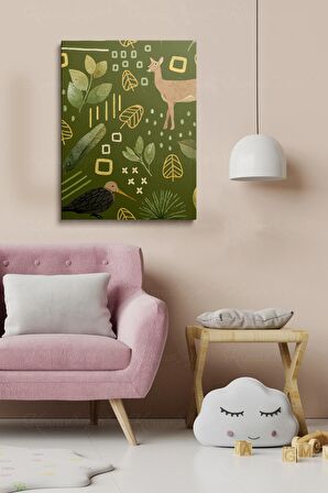Erkek Ve Kız Çocuk Odaları Için Dekoratif Soyut Desenli Figürlü Kanvas Çerçeve Çerçeveli Tablo