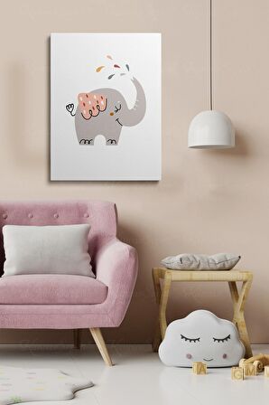 Erkek ve Kız Çocuk Odaları İçin Dekoratif Soyut Desenli Figürlü Kanvas Çerçeve Tablo