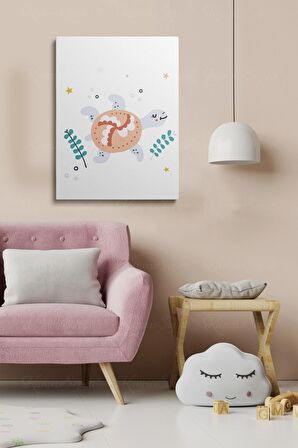 Erkek Ve Kız Çocuk Odaları İçin Dekoratif Soyut Desenli Figürlü Kanvas Çerçeve Çerçeveli Tablo