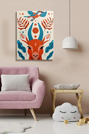 Erkek ve Kız Çocuk Odaları İçin Dekoratif Soyut Desenli Figürlü Kanvas Çerçeve Tablo