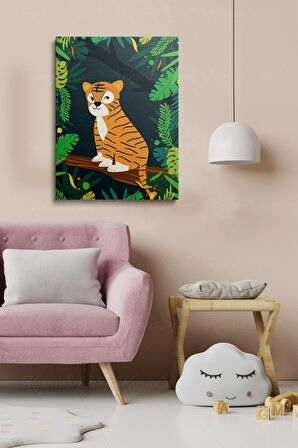 Erkek Ve Kız Çocuk Odaları Için Dekoratif Soyut Desenli Figürlü Kanvas Çerçeve Çerçeveli Tablo