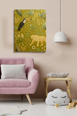 Erkek Ve Kız Çocuk Odaları Için Dekoratif Soyut Desenli Figürlü Kanvas Çerçeve Çerçeveli Tablo