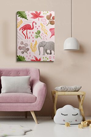 Erkek Ve Kız Çocuk Odaları Için Dekoratif Soyut Desenli Figürlü Kanvas Çerçeve Çerçeveli Tablo