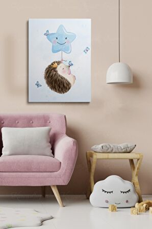 Erkek Ve Kız Çocuk Odaları için Dekoratif Soyut Desenli Figürlü Kanvas Çerçeve Çerçeveli Tablo