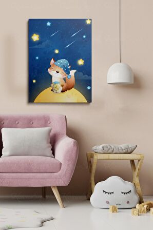 Erkek Ve Kız Çocuk Odaları Için Dekoratif Soyut Desenli Figürlü Kanvas Çerçeve Çerçeveli Tablo