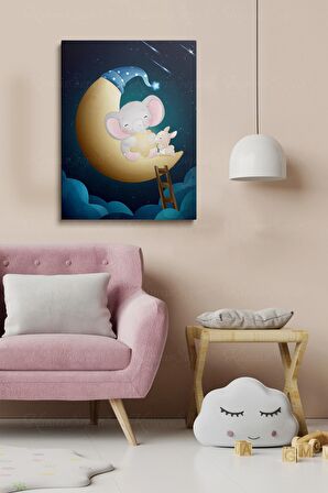 Erkek ve Kız Çocuk Odaları İçin Dekoratif Soyut Desenli Figürlü Kanvas Çerçeve Tablo