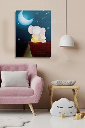 Erkek Ve Kız Çocuk Odaları İçin Dekoratif Soyut Desenli Figürlü Kanvas Çerçeve Çerçeveli Tablo