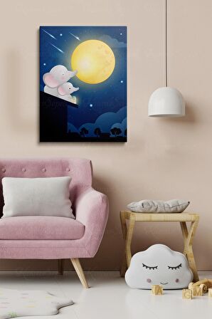 Erkek Ve Kız Çocuk Odaları Için Dekoratif Soyut Desenli Figürlü Kanvas Çerçeve Çerçeveli Tablo