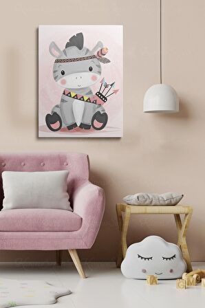 Erkek Ve Kız Çocuk Odaları Için Dekoratif Soyut Desenli Figürlü Kanvas Çerçeve Çerçeveli Tablo