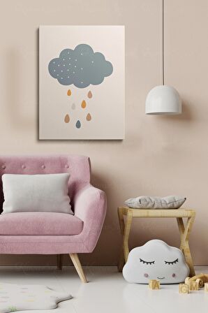 Erkek Ve Kız Çocuk Odaları Için Dekoratif Soyut Desenli Figürlü Kanvas Çerçeve Çerçeveli Tablo