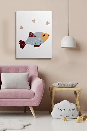 Erkek Ve Kız Çocuk Odaları Için Dekoratif Soyut Desenli Figürlü Kanvas Çerçeve Çerçeveli Tablo