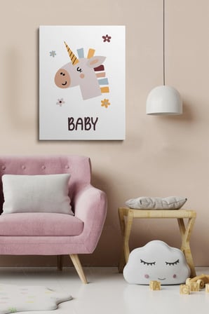 Erkek Ve Kız Çocuk Odaları İçin Dekoratif Soyut Desenli Figürlü Kanvas Çerçeve Çerçeveli Tablo