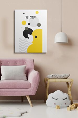 Erkek Ve Kız Çocuk Odaları Için Dekoratif Soyut Desenli Figürlü Kanvas Çerçeve Çerçeveli Tablo