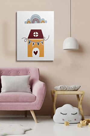 Erkek Ve Kız Çocuk Odaları Için Dekoratif Soyut Desenli Figürlü Kanvas Çerçeve Çerçeveli Tablo