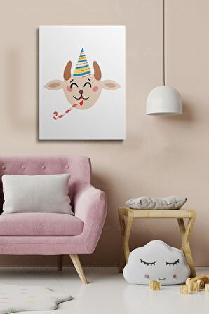 Erkek Ve Kız Çocuk Odaları İçin Dekoratif Soyut Desenli Figürlü Kanvas Çerçeve Çerçeveli Tablo