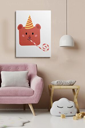 Erkek Ve Kız Çocuk Odaları Için Dekoratif Soyut Desenli Figürlü Kanvas Çerçeve Çerçeveli Tablo