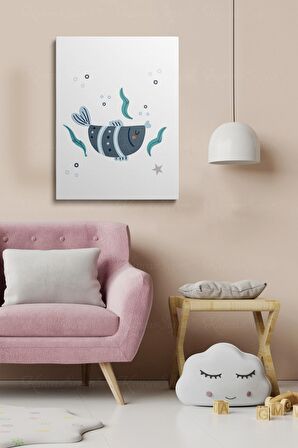 Erkek ve Kız Çocuk Odaları İçin Dekoratif Soyut Desenli Figürlü Kanvas Çerçeve Tablo