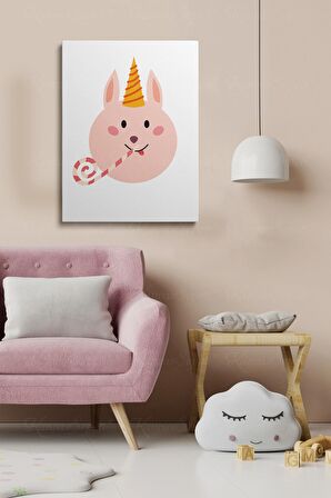 Erkek ve Kız Çocuk Odası Dekoratif Soyut Desenli Figürlü Kanvas Çerçeve Çerçeveli Tablo