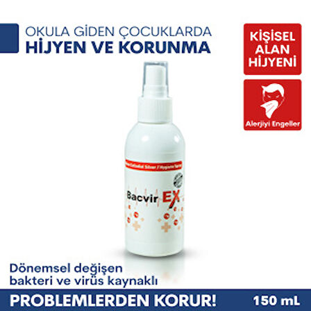 Bacvirex İnsanlar İçin Nano Gümüş Hijyen ve Tedavi Sprey 150 Ml