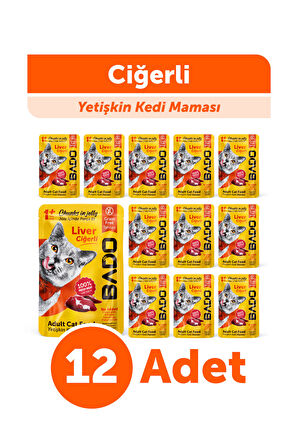 Bado Yetişkin Yaş Kedi Maması Ciğerli 85Gr 12'li