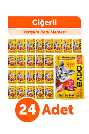 Bado Yetişkin Yaş Kedi Maması Ciğerli 85Gr 24'lü
