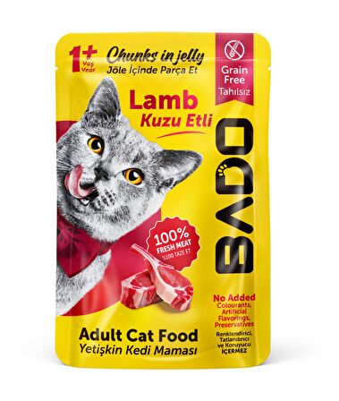 Bado Yetişkin Kedi Yaş Maması Kuzu Etli 85GR 12'li