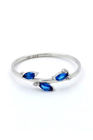 Lacivert Baget Taşlı Altın Yüzük