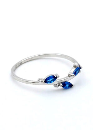 Lacivert Baget Taşlı Altın Yüzük