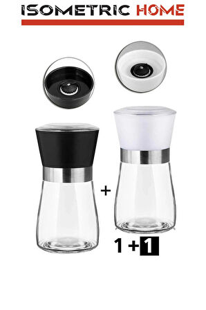 2 Adet Seramik Bıçaklı Tuz, Karabiber, Baharat Değirmeni, Tuz Öğütücü Değirmen | Siyah Ve Beyaz