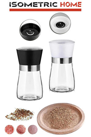 2 Adet Seramik Bıçaklı Tuz, Karabiber, Baharat Değirmeni, Tuz Öğütücü Değirmen | Siyah Ve Beyaz
